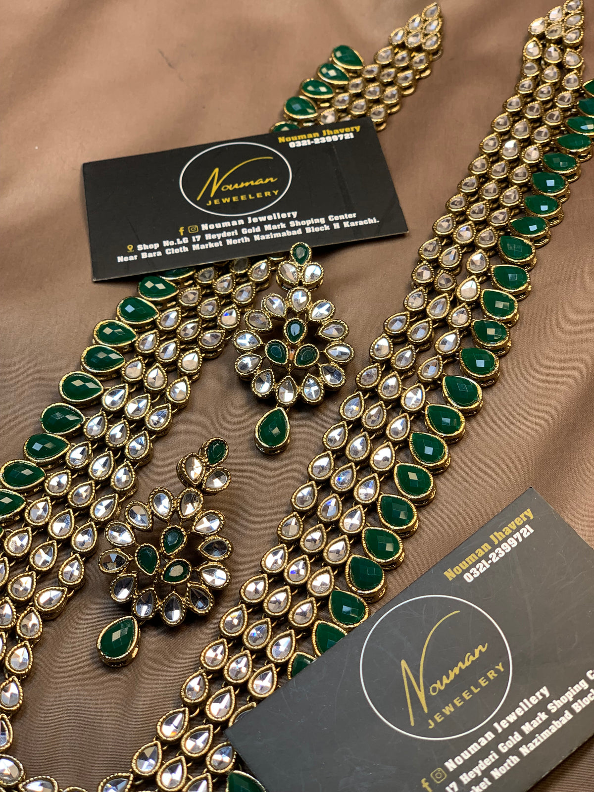 Royal Emerald Green Kundan Long Mala Set