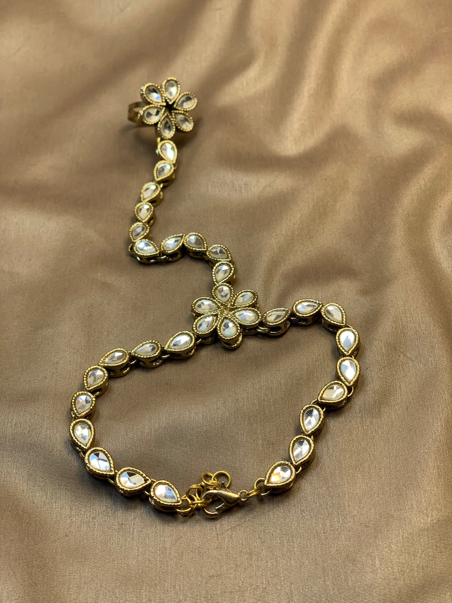 Royal Pearl Kundan Ring Bracelet – Hath Phool