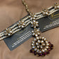 Burgundy & Pearl Kundan Bridal Matha Patti Sheesh pat