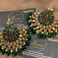 Emerald Green Antique Gold Kundan Earrings Set