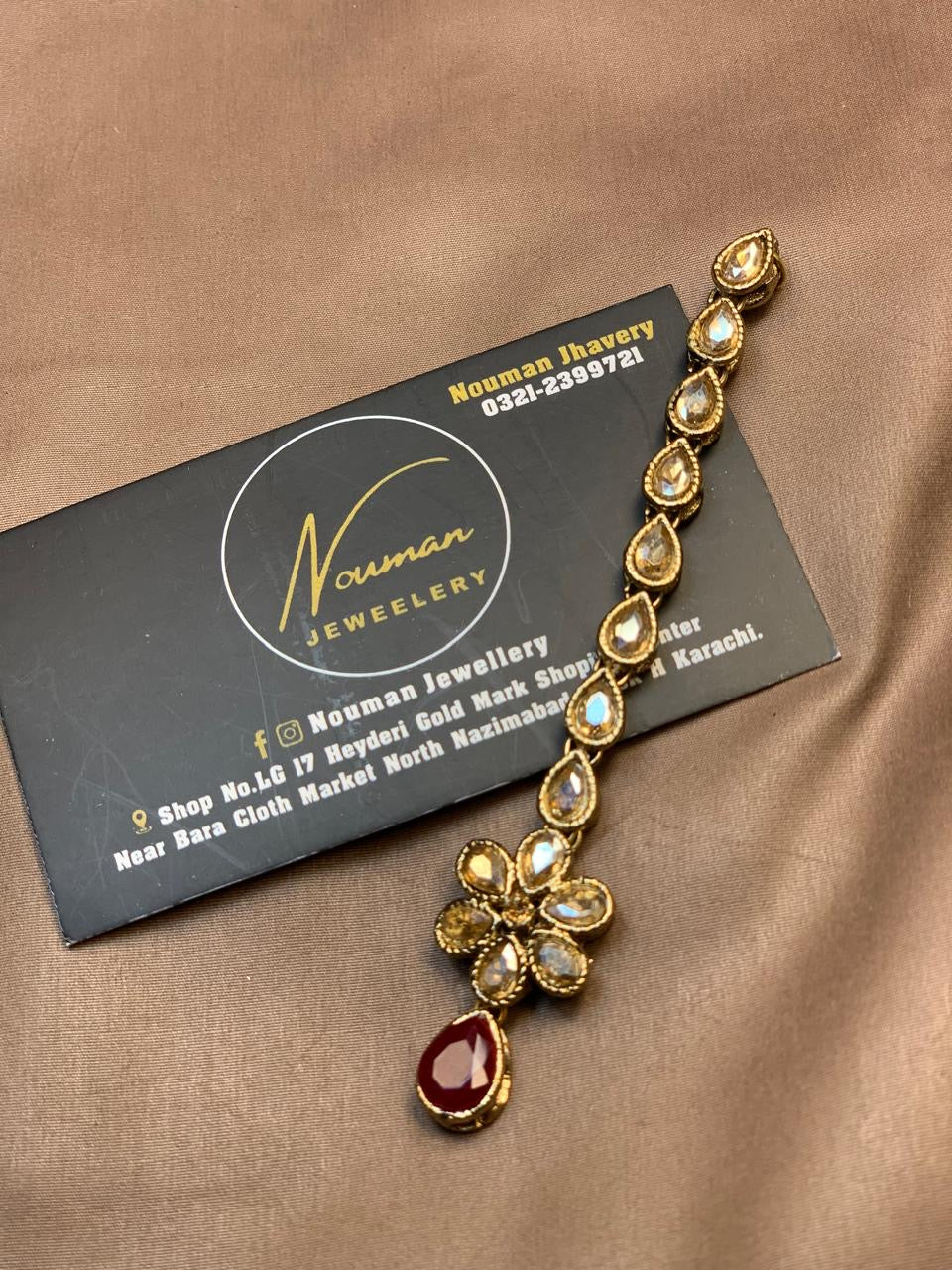 Kids Kundan Maroon Maang Tikka