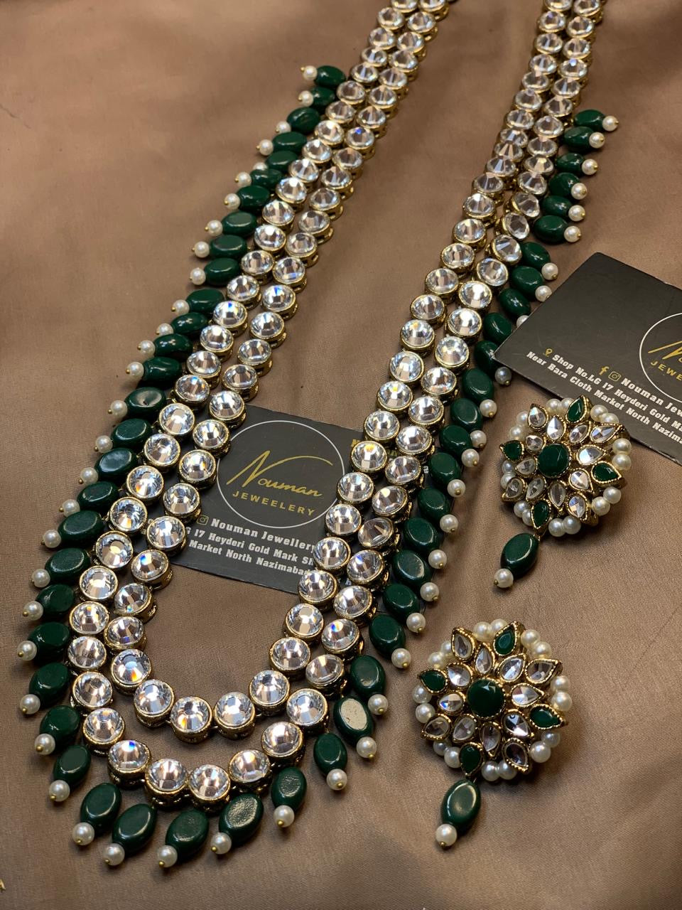 Emerald Green Kundan Mala Set
