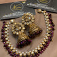 Burgundy & Antique Gold Kundan Bridal Jewellery Set