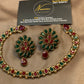 Kundan Pearl Necklace Set Maroon Green