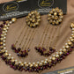 Royal Burgundy & Pearl Kundan Bridal Jewellery Set