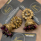 Burgundy & Antique Gold Kundan jhumkhi Set
