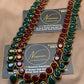 Deep Maroon Green Kundan Long Mala – Antique Gold Plated