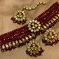 Exquisite Maroon Rare Zircon Jewellery Choker Set.