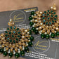 Emerald Green Antique Gold Kundan Earrings Set