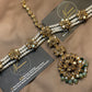 Kundan Champagne Gold Pearl Elegant Timeless Classy Necklaces Sheesh Patti Earring Set
