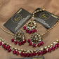 Shocking Dark Magenta Kundan Pearl Statement Jewellery Set