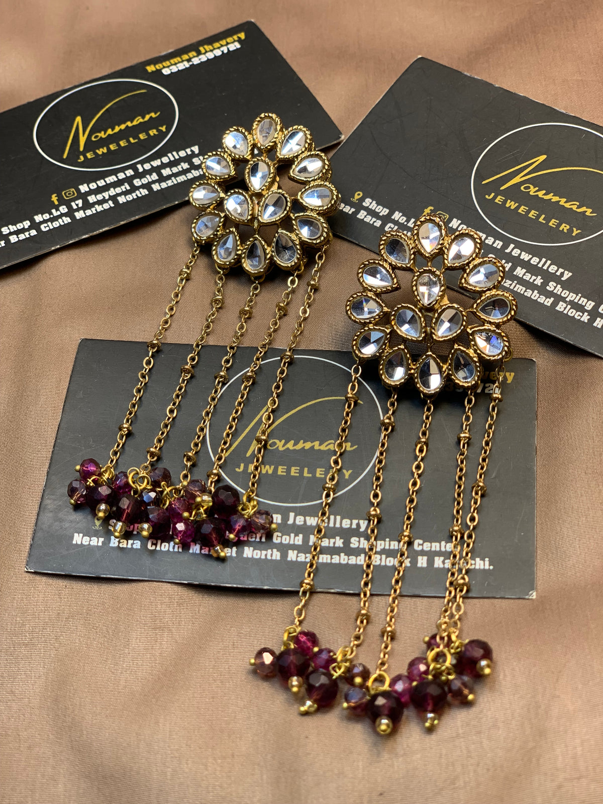 Royal Burgundy & Pearl Kundan Earrings