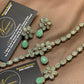 Elegant Royal Soft Mint Floral Stone Jewellery Set,
