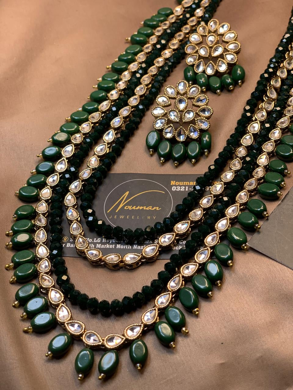 Emerald Green Kundan Long Mala Set