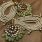 ✨ Soft Mint Kundun Classy Jewellery Earring With 5 Layers Sahara Kundun Pearls Set ✨