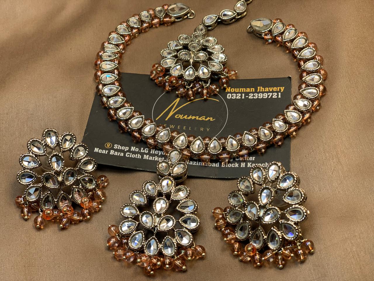 Kundan Silver Necklaces Set With Tikka