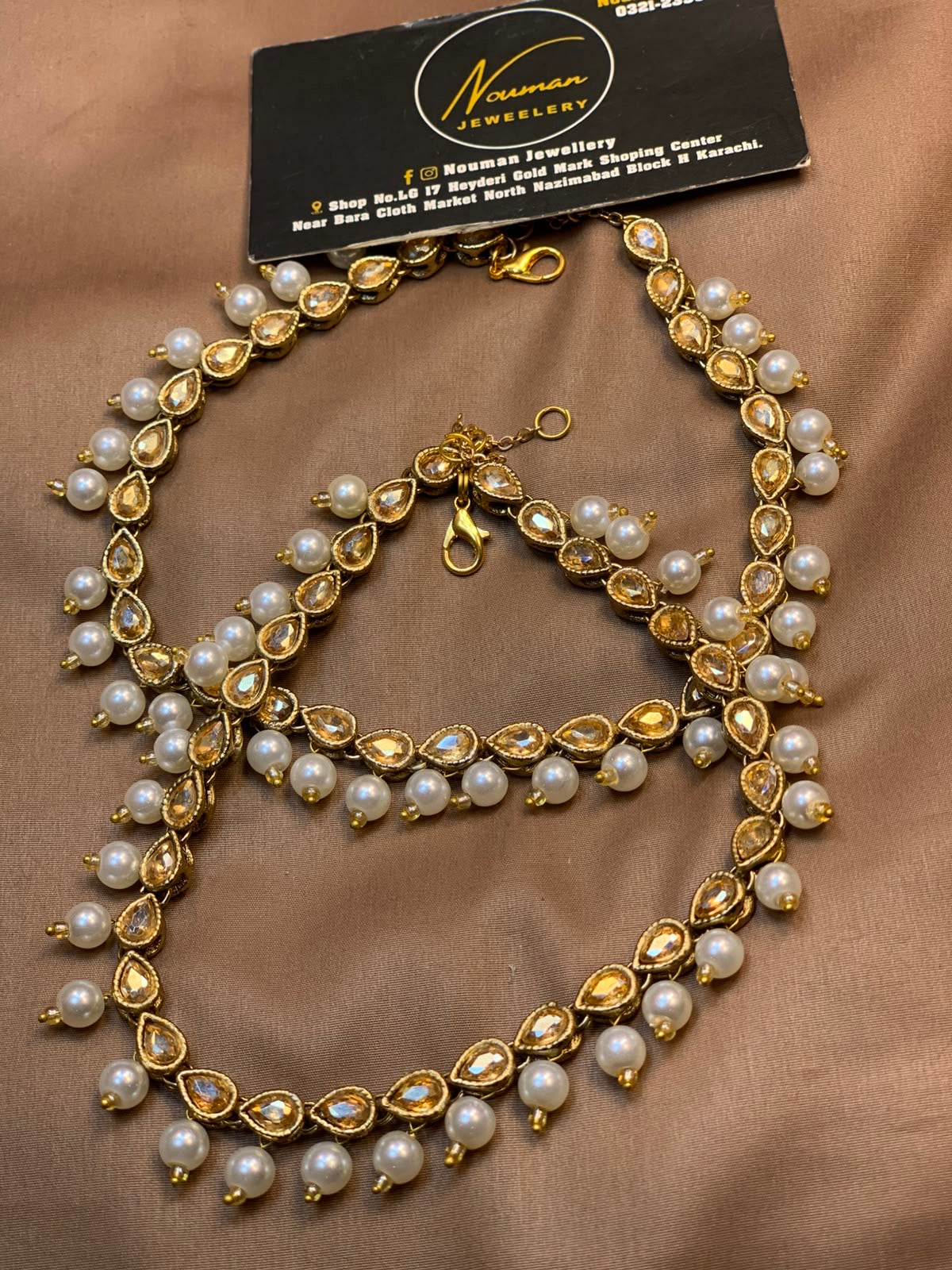 Pearl & Teardrop Stone Pazeb Anklet