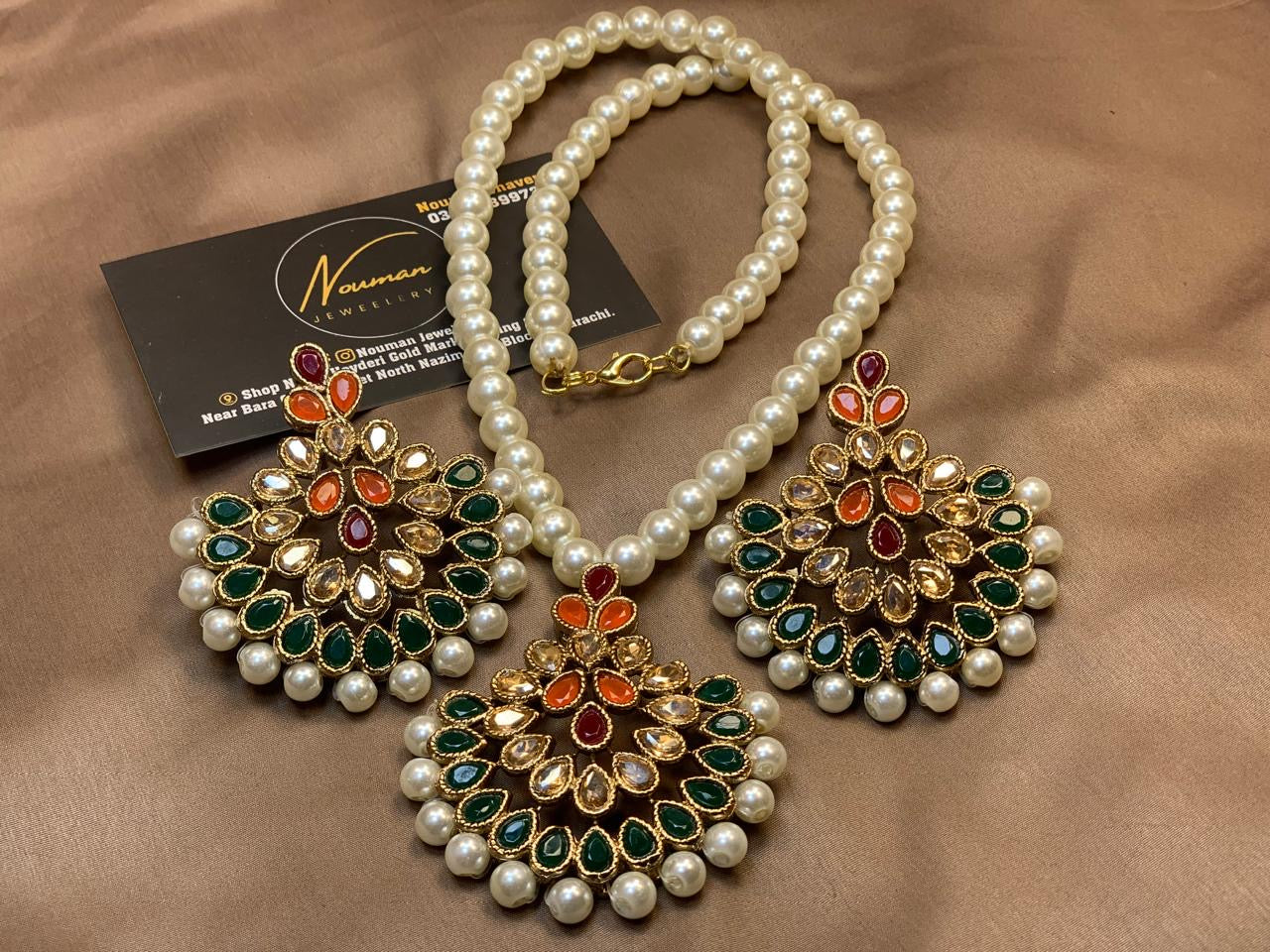 Multicolor Original Stone 20-Inch Long Pendant Set