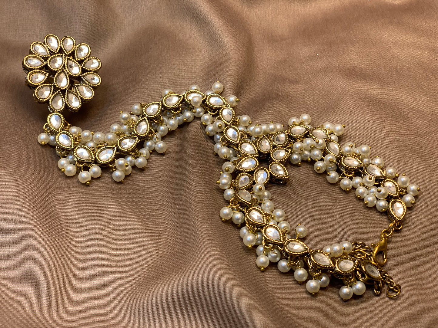 Royal Pearl Kundan Ring Bracelet – Hath Phool