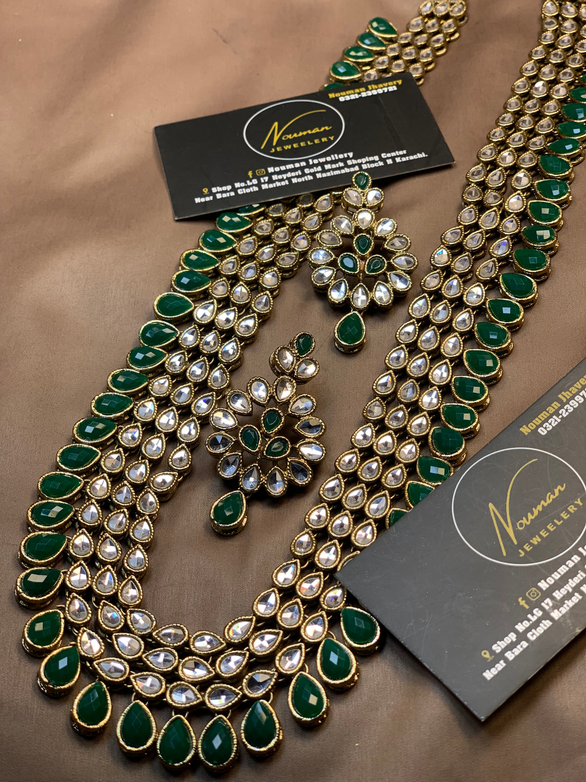 Royal Emerald Green Kundan Long Mala Set