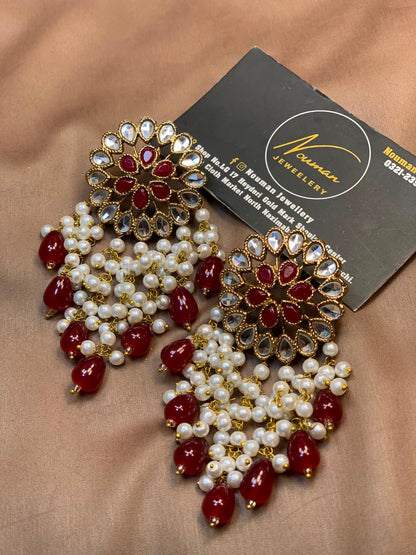 Handcrafted Kundan Pearl Tassel Earrings