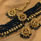 Exquisite Zircon Dark Solid Navy  Aqua Blue Color Gorgeous Style Choker Necklace Set