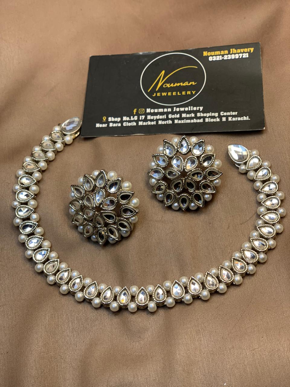 💫Silver Jewellery Necklace Studs Set💫
