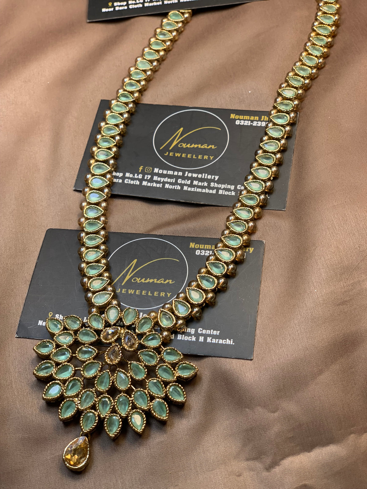 Elegant Mint Green Long Mala Pendant