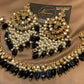 Black & Gold Kundan Polki Party Wear Set