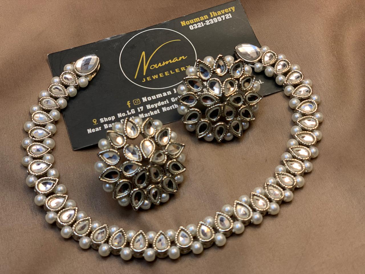 💫Silver Jewellery Necklace Studs Set💫