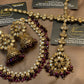 Burgundy & Antique Gold Kundan Bridal Jewellery Set