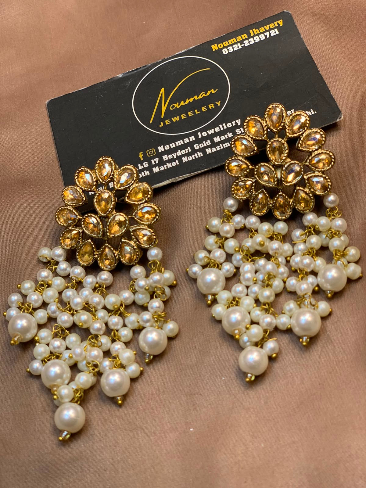 Kundan Pearl Statement Earrings