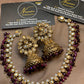 Burgundy & Antique Gold Kundan Bridal Jewellery Set