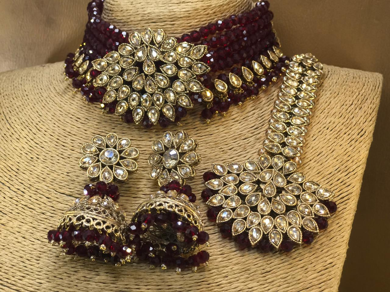 Ruby Kundan Choker Set with Big Size Tikka