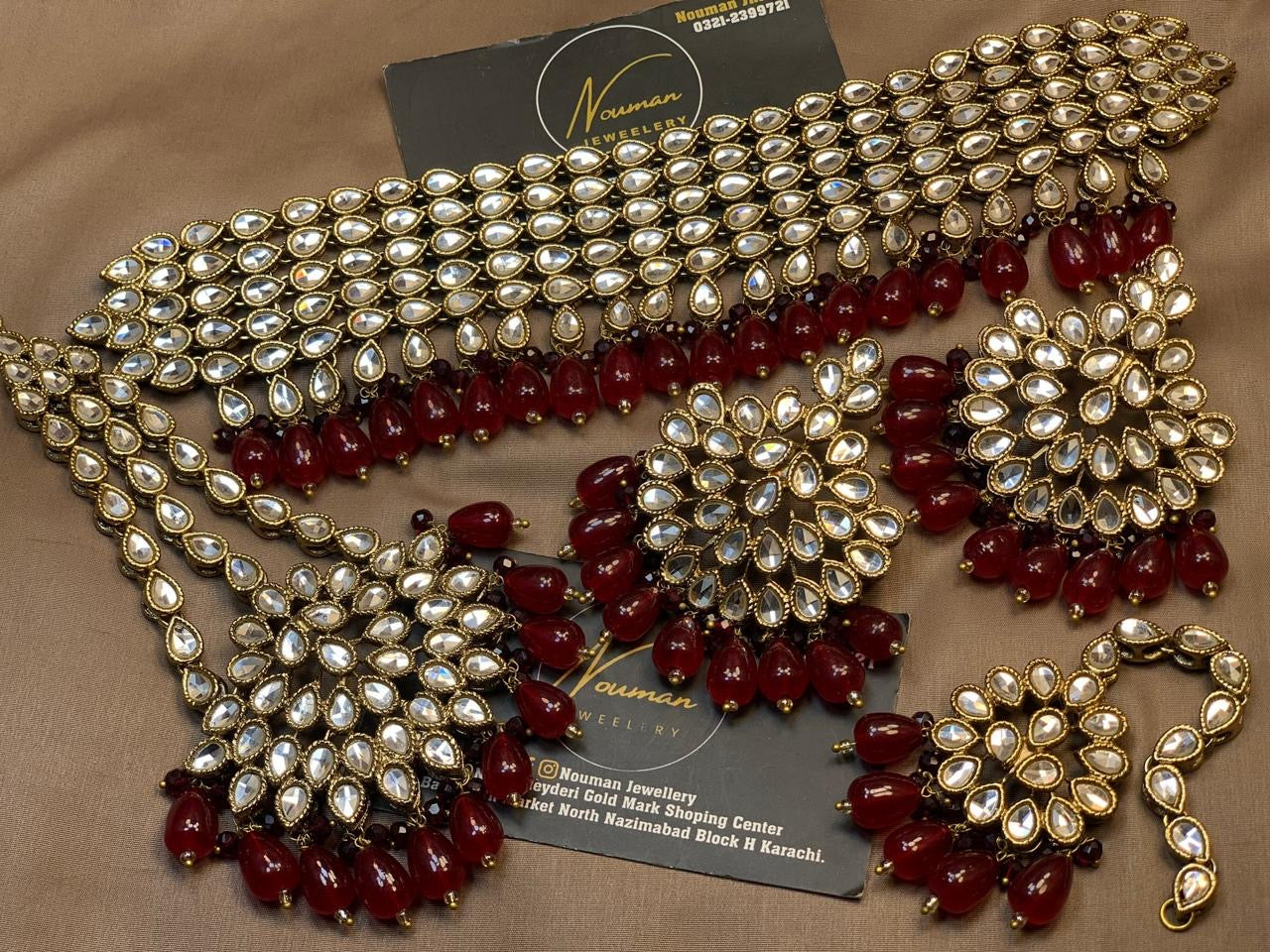 Kundan Maroon Ruby Bridal Set