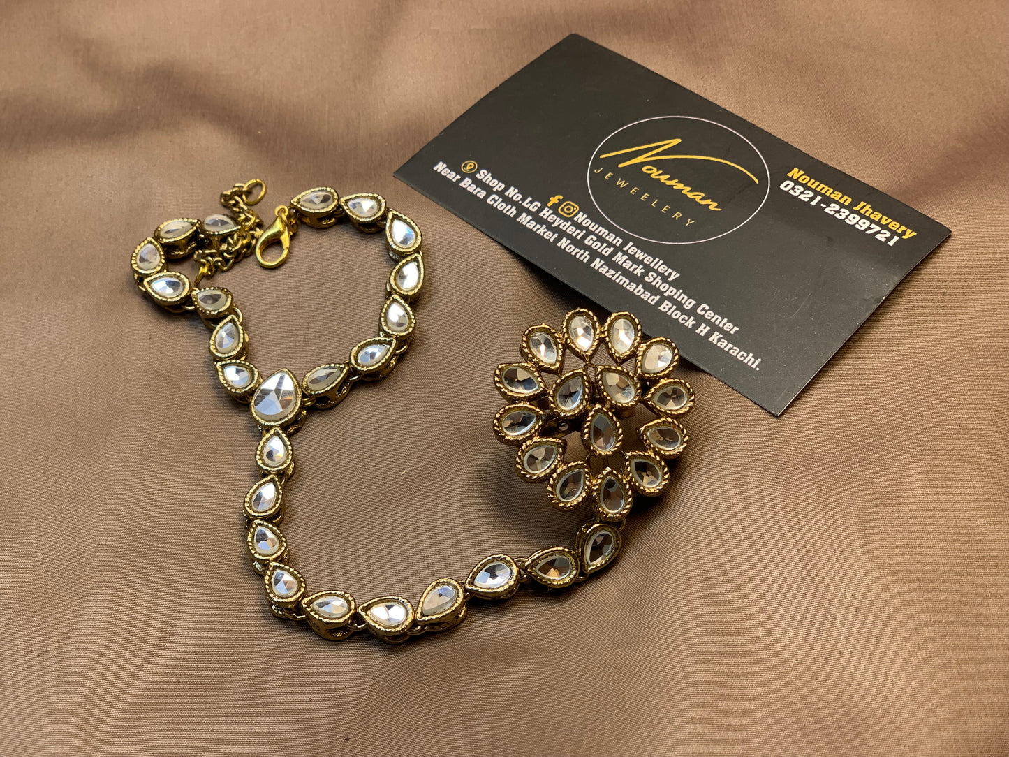 Royal Pearl Kundan Ring Bracelet