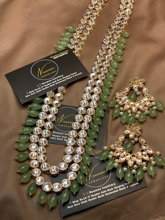Kundun Mint Green Long Mala Set 2 Layers Kundun