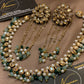 Kundan Champagne Gold Pearl Elegant Timeless Classy Necklaces Sheesh Patti Earring Set