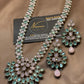 Pink & Mint Green Kundan Silver Long Mala Set