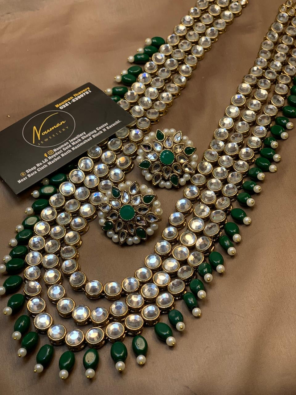 Kundan Emerald Bridal Mala Set