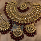 Exquisite Champagne Gold Maroon Deep Red Bridal Jewellery Ser