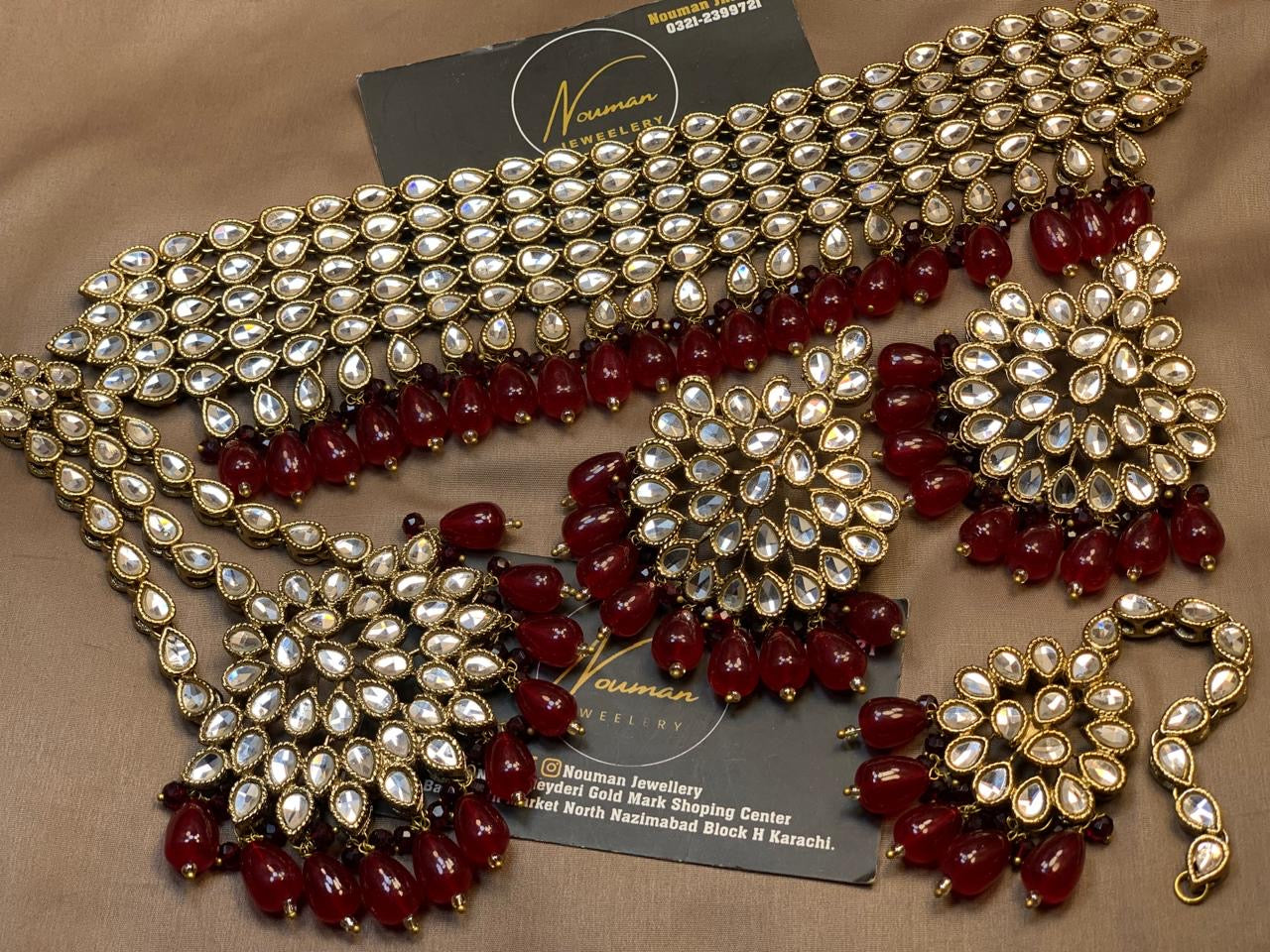 Kundan Maroon Ruby Bridal Set