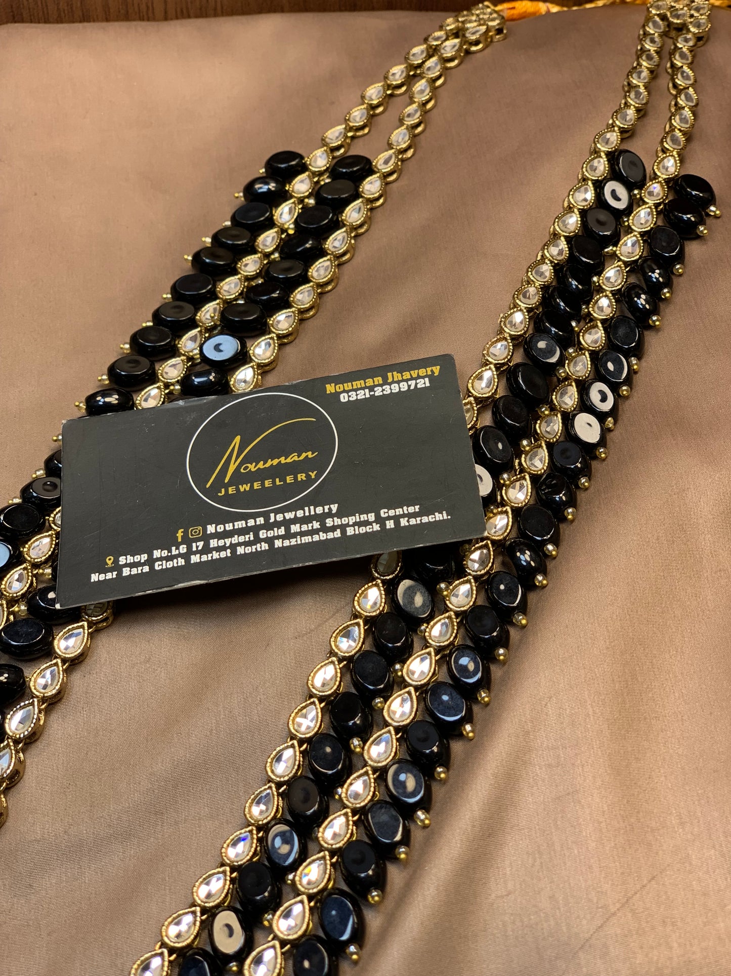 Royal Black Kundan Long Mala Jewellery Set
