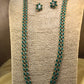 Elegant Emerald Stone 2 layers Long Mala Simple Set