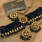 Exquisite Zircon Dark Solid Navy  Aqua Blue Color Gorgeous Style Choker Necklace Set