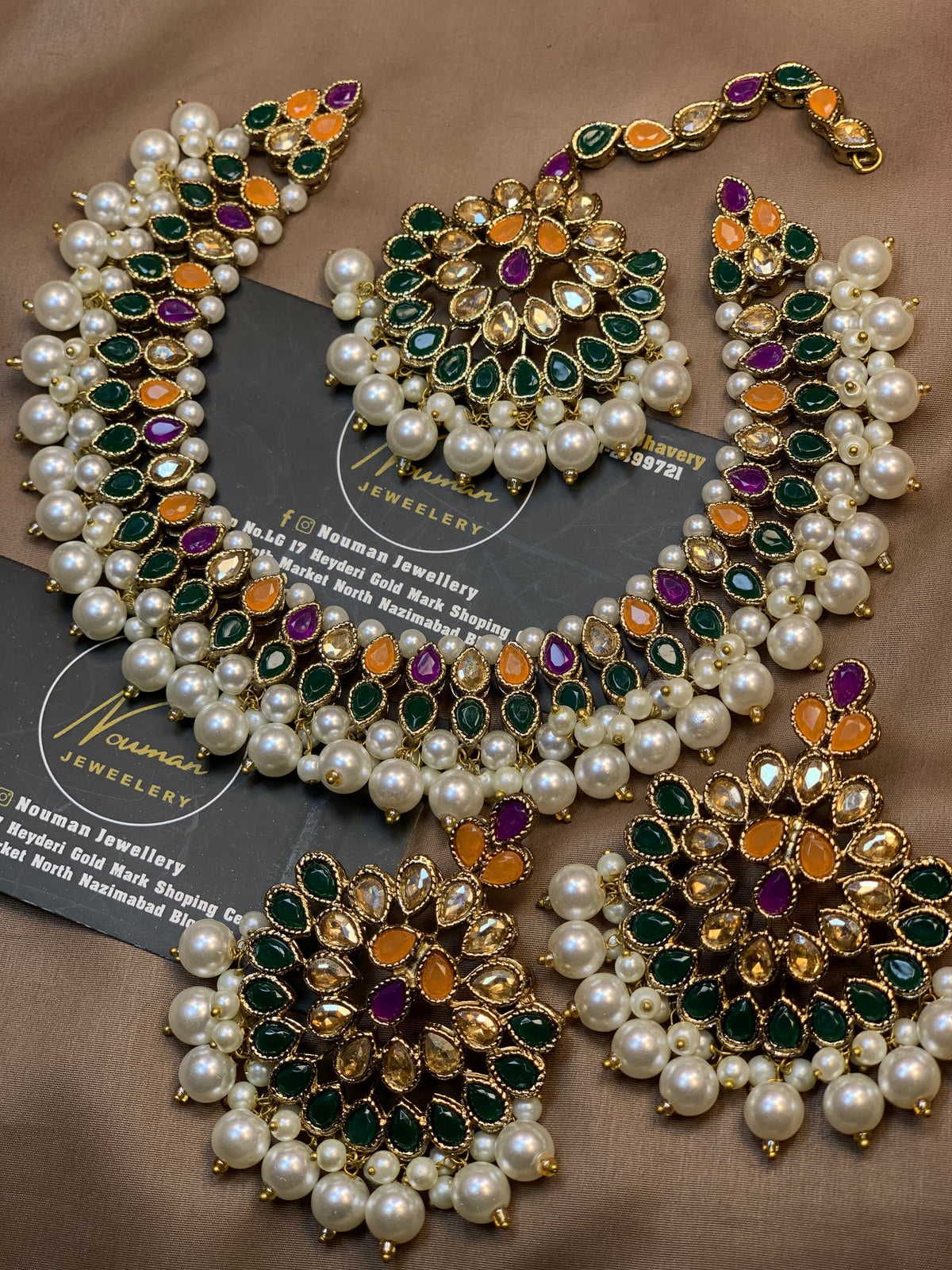 Multicolor Kundan Necklace Jewellery Set