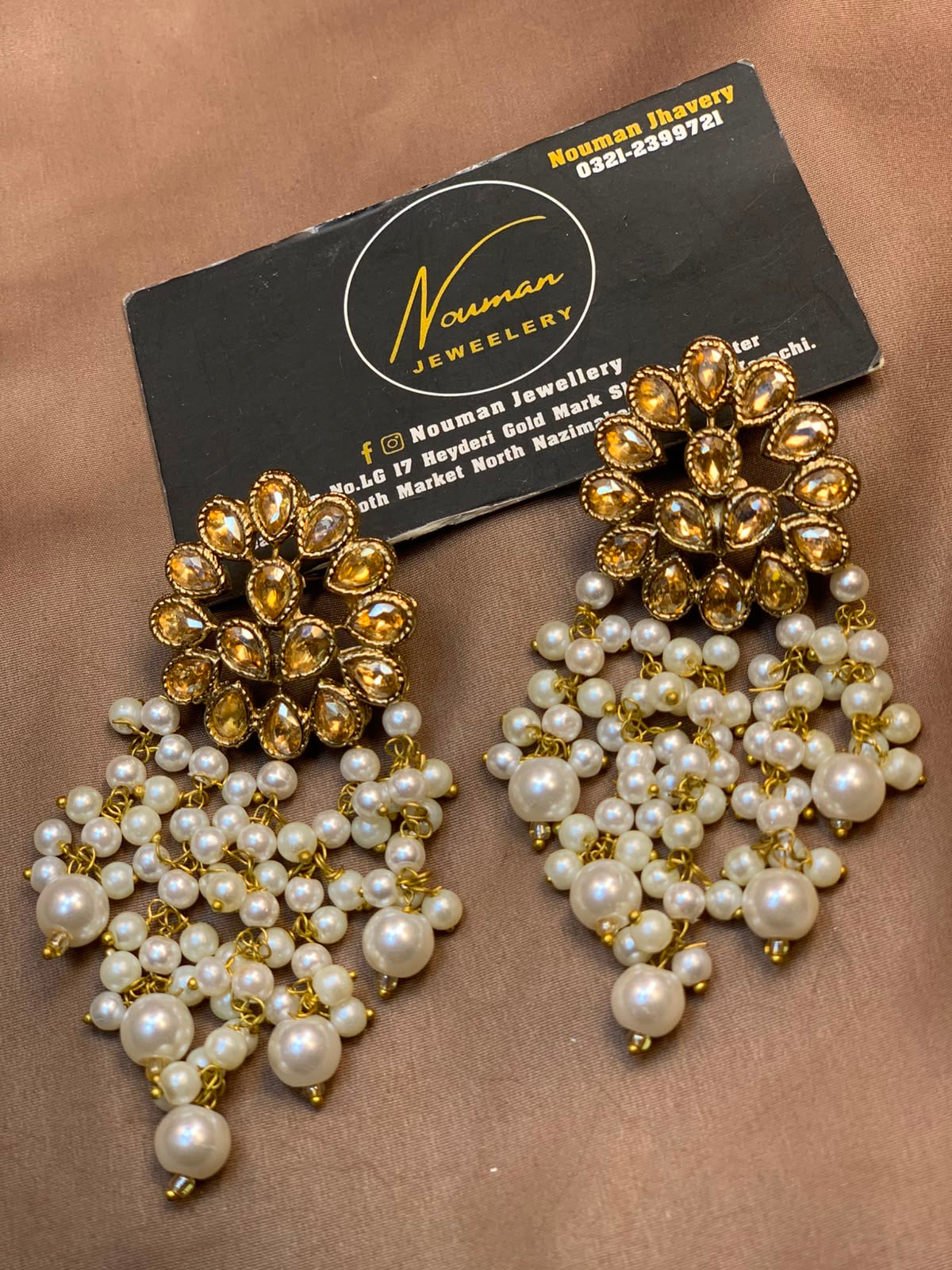 Kundan Pearl Statement Earrings