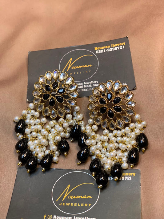 Handcrafted Kundan Pearl Tassel Earrings