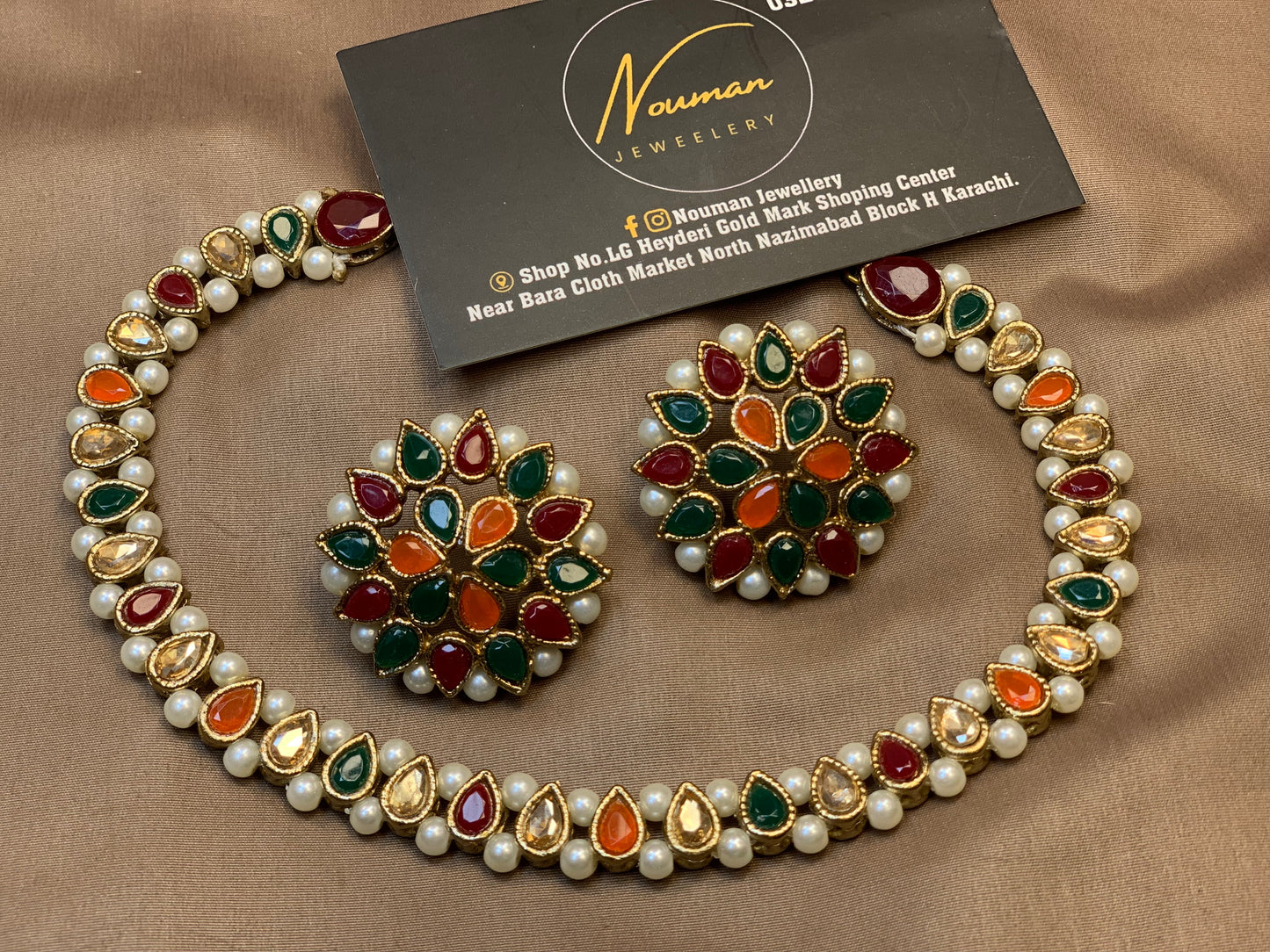 MultiColor Kundan Pearl Necklace Set