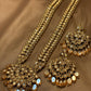 Champagne Zircon Kundan Long Maala With Statement Set